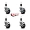 Service Caster 3'' Soft Rubber Swivel 1-3/8'' Expanding Stem Caster Set with Brake, 4PK SCC-EX20S314-SRS-TLB-138-4 - alternate 2